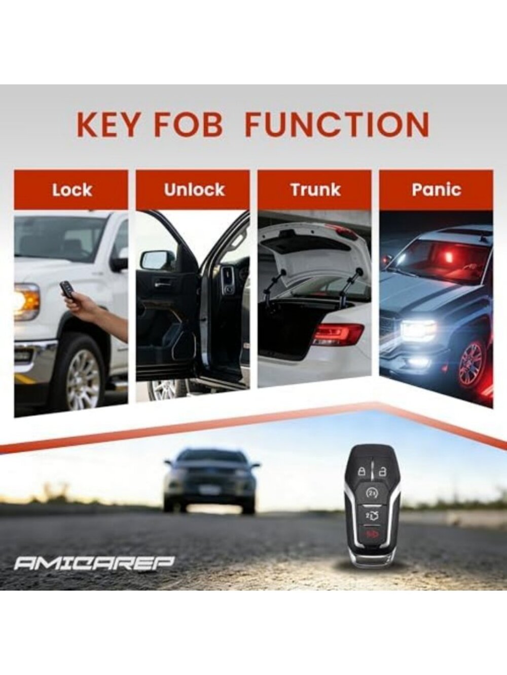 Keyless Entry Remote Key Fob, 4-Button, 902MHz, Easy Install, Universal Fit - Picture 5 of 7